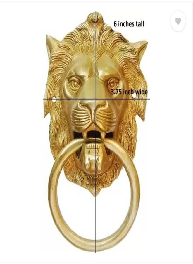athizay Door Knocker Brass Metal Narsimha| Lion| Capricorn| Buddha Gold Finish Decorative Showpiece Brass Door Knocker (Lion Face) - Image 2